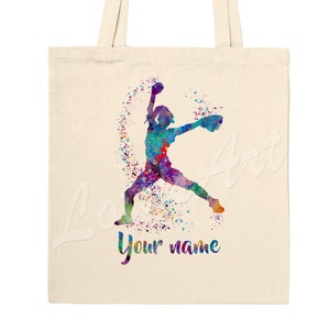 Baseball Softball Werfer Mädchen Tragetasche Aquarell Kunstdruck