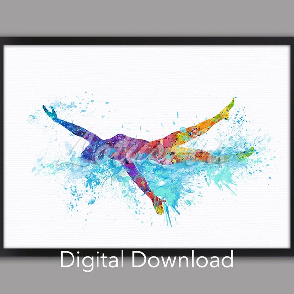 DIGITAL DOWNLOAD Girl Swimming Backstroke Art Watercolor Print Water Sports Painting Home Decor Poster Girls Room Decor Swimmer Gifts