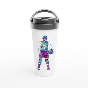 Travel Mug Stainless Steel Basketball Girl Player Personalized Sports Art Gift