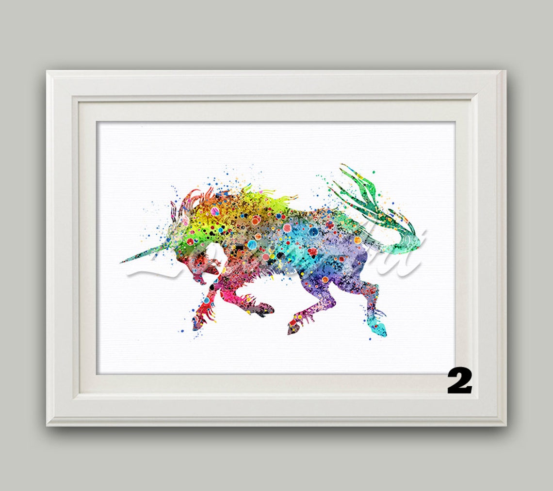 Unicorn Wall Art Watercolor Print Animals Nursery Art Fantasy | Etsy