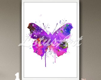 Butterfly Watercolor Wall Art Insect Framed Print Home Decor Nursery Wildlife Poster Kids Room Decor