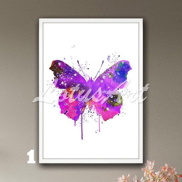Butterfly Watercolor Wall Art Insect Framed Print Home Decor Nursery Wildlife Poster Kids Room Decor