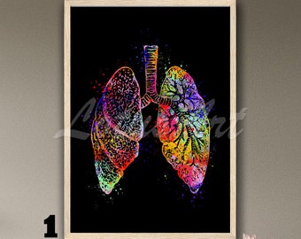Watercolor Lungs Anatomy Art Print: Medical Office Decor