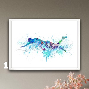 Swimming Boy Watercolor Print: Personalized Kids Room Wall Art