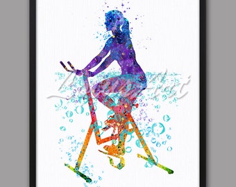 Impression aquarelle Aqua Bike : art de la forme physique, affiche de sport (téléchargement numérique)