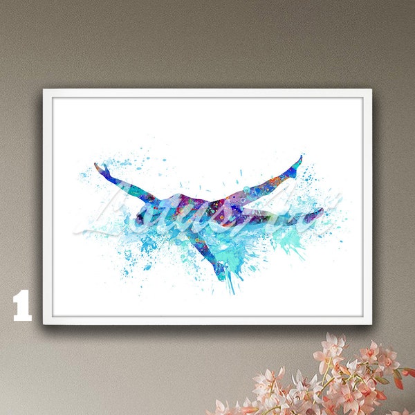 Girl Swimming Backstroke Framed Wall Art Watercolor Print Water Sports Poster Girls Room Decor Swimmer Painting Personalised Custom Gift