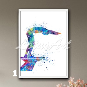 Boy Swimmer Watercolor Art Print: Personalized Kids Room Decor