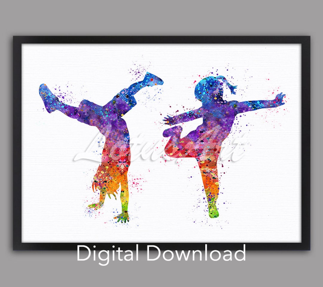 Hip Hop Dance Art Print: Watercolor Street Kids Room Decor