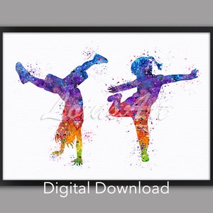 Hip Hop Dance Art Print: Watercolor Street Kids Room Decor (Digital Download)