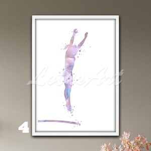 Girl Springboard Diving Watercolor Print: Personalized Water Sports Wall Art 画像 4