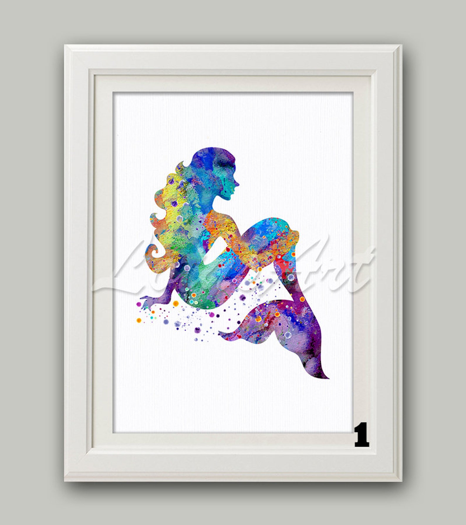 Mermaid Watercolor Wall Art Print Nursery Art Kid Room Decor Etsy