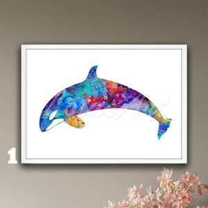 Orca Whale Wall Art Watercolor Framed Print Personalised Gift