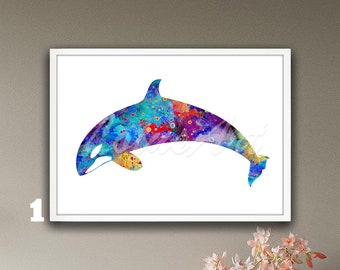 Orca Whale Wall Art Watercolor Framed Print Personalised Gift