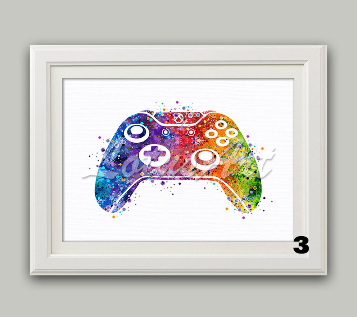 Game Controller Joystick Wall Art Watercolor Print Boys Room Etsy