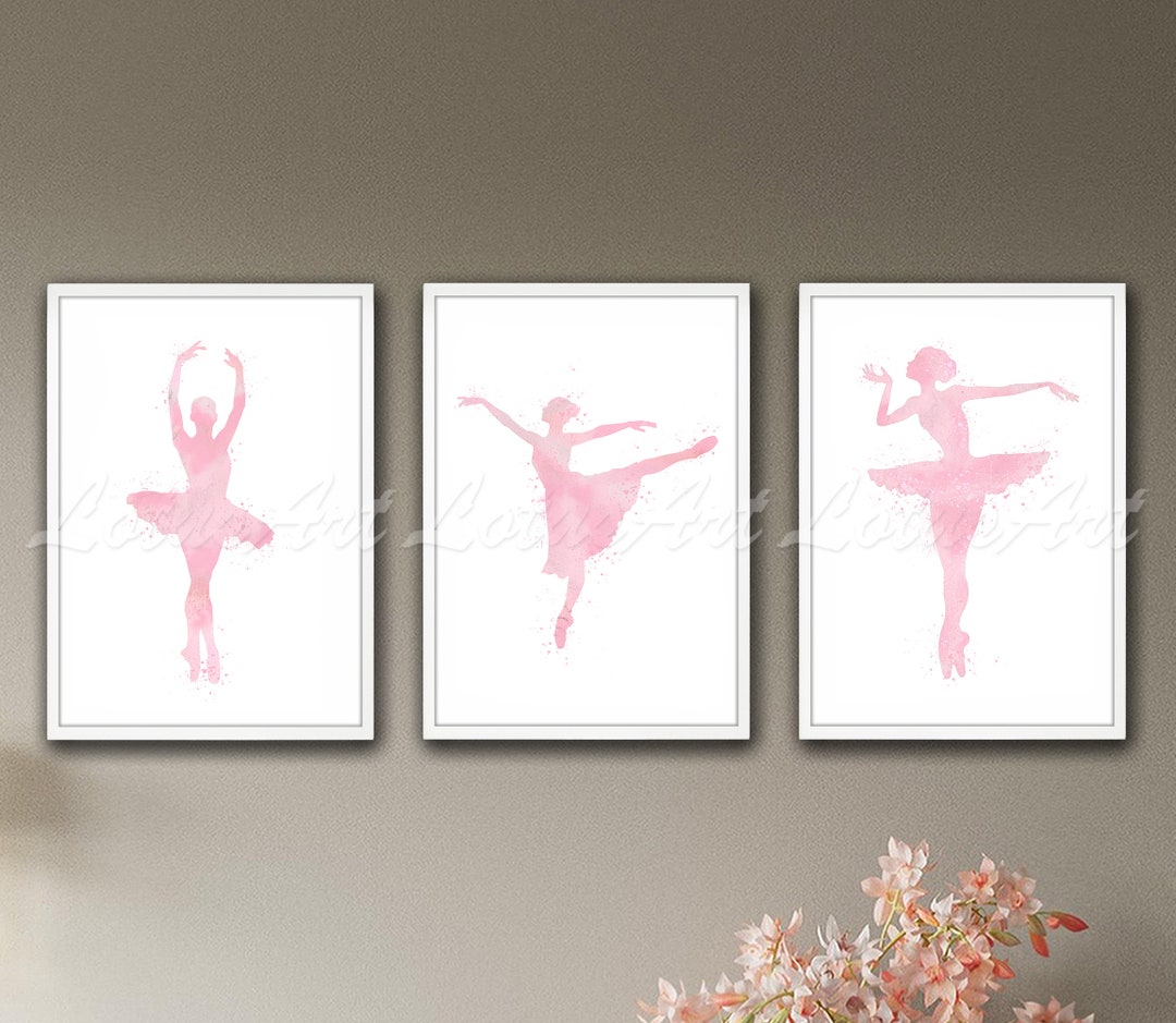 Set of 3 Ballerina Art Watercolor Print Ballet Dancer Wall Poster Girls ...