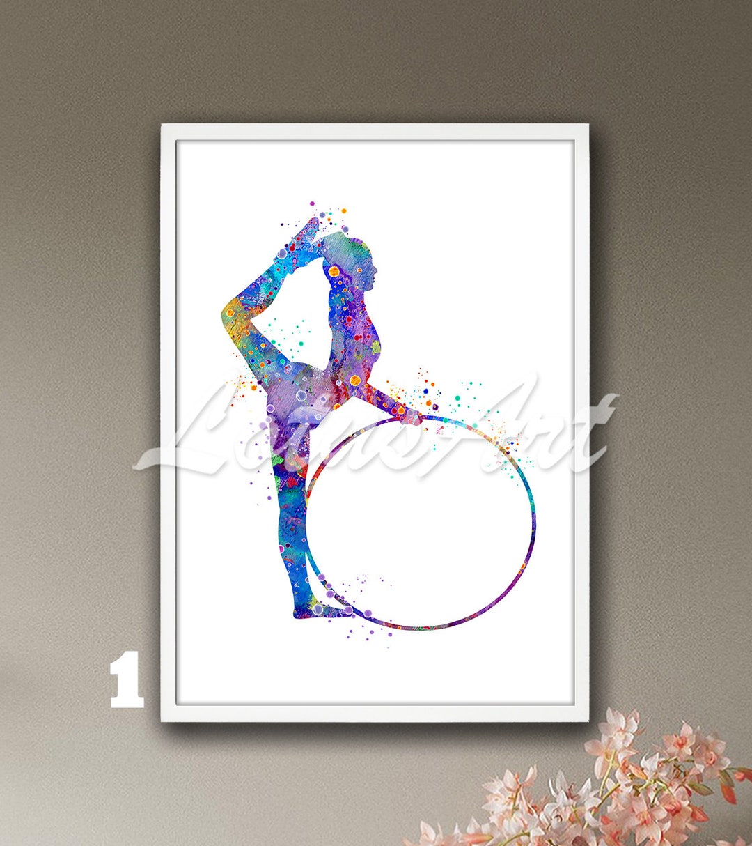 Rhythmic Gymnastics Hoop Female Wall Art Watercolor Print Painting