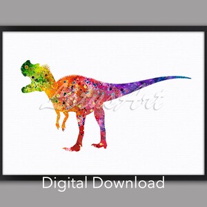 DIGITAL DOWNLOAD Dinosaur Ceratosaurus Wall Art Watercolor Print Nursery Gift Illustration Kids Room Decor Painting Wild Animals Poster