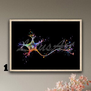 Neuron Art Brain Cell Anatomy Framed Poster Black Background Neurology ...