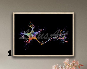 Neuron Art Framed Poster: Brain Cell Anatomy, Neurology Gift