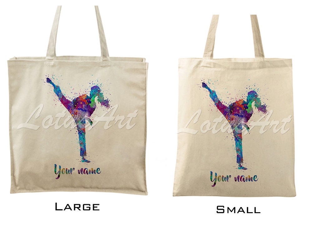 Tote Bags Girl Karate Personalized Custom Canvas Bag Beach Etsy
