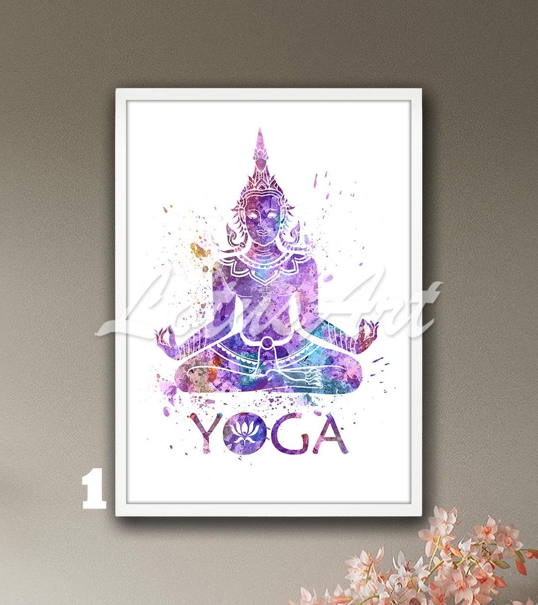 Buddha Yoga Watercolor Art Print: Meditation Wall Art, Zen Spiritual ...