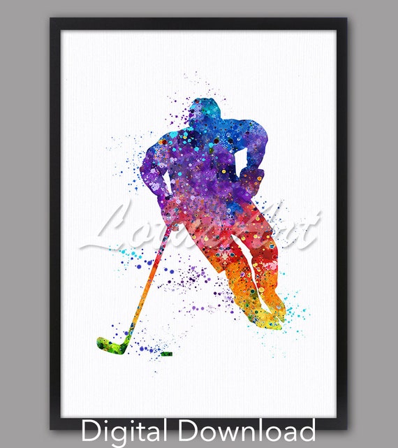 DIGITAL DOWNLOAD Boy Ice Hockey Art Winter Sports Poster.