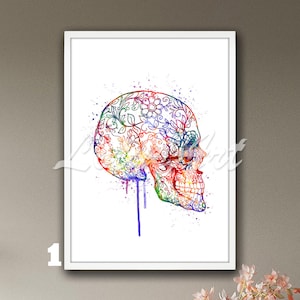 Sugar Skull Wall Art Painting Watercolor Print Home Decor Personalised Gifts Living Room Decor Illustration Pop Art Poster