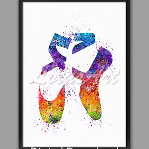 DIGITAL DOWNLOAD Ballet Shoes Wall Art Print Watercolor Ballet Dancer Nursery Art Pointe Shoes Art Girls Room Decor Gift for Her Painting