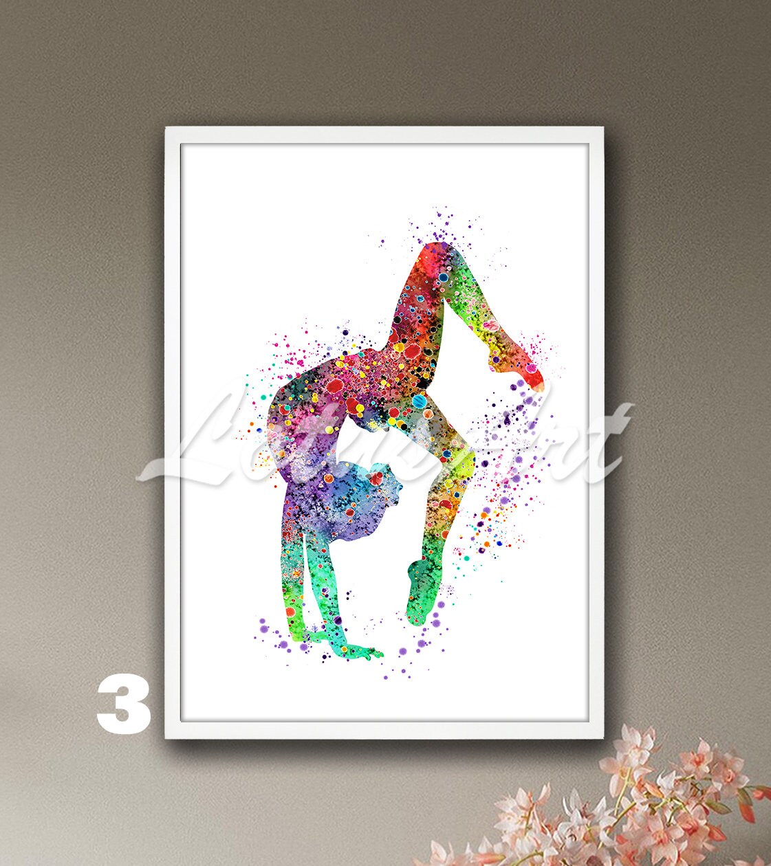 DESCARGA DIGITAL Aro de gimnasia rítmica Acuarela Arte Gimnasia Regalos  Deportes Póster Decoración para el hogar Arte de la guardería Lienzo  Gimnasta