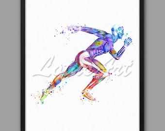 Runner Muscles Watercolor Print: Anatomical Art (Digital Download)