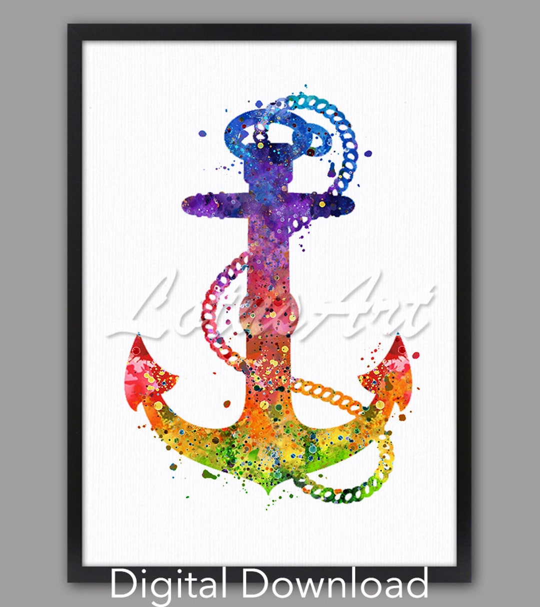 Watercolor Anchor Art Print: Nautical Home Decor (digital Download) - Etsy