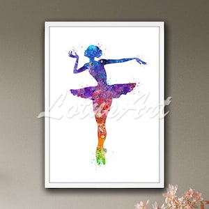 Ballerina Poster Wall Art Watercolor Print Painting Nursery Art Illustration Ballet Dancer Girls Room Decor Personalised Gifts