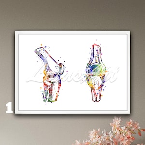 Knee Joint Framed Wall Decor Medical Watercolor Print Anatomy Science Art Doctor Office Anatomical Poster Chiropractor Gifts Orthopedics