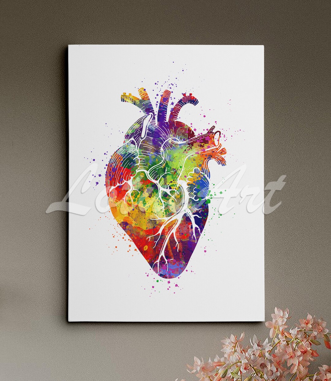 Heart Art Anatomy Watercolor Canvas Print Human Medical Clinic Wall ...