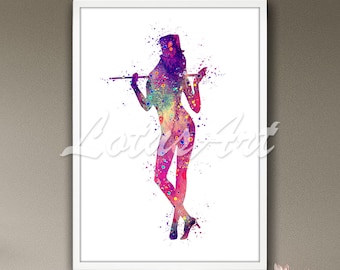 Jazz Dancer Watercolor Art Print: Modern Girls Room Decor