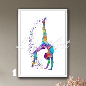 Gymnastics Tumbling Wall Art Watercolor Print Girl Gymnastics Painting Sports Poster Nursery Art Girl Room Decor Personalised Gifts