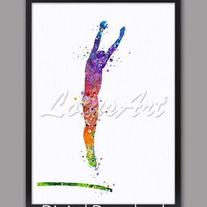 Sprungbrett Sprungbrett Kunst Druck: Aquarell Taucher Geschenk (Digitaler Download)