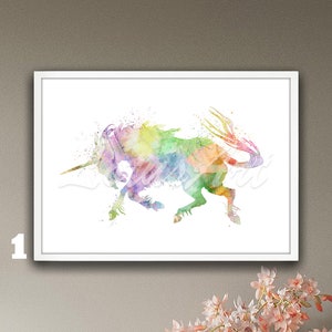 Unicorn Art Watercolor Framed Print Animals Nursery Painting Fantasy Personalised Gift