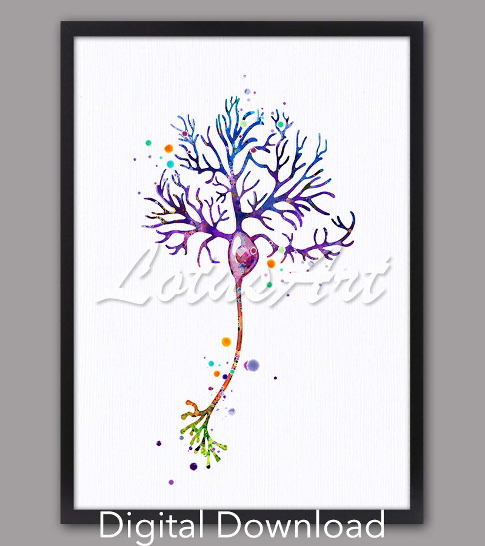 Purkinje Neuron Watercolor Print: Brain Anatomy Art (digital Download ...
