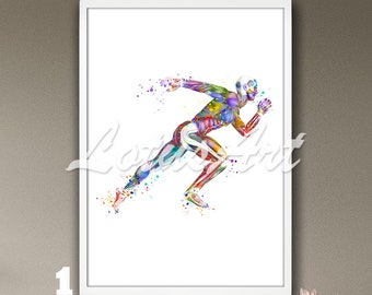 Runner Muscles Anatomy Art Sports Watercolor Print Chiropractor Gifts Anatomical Poster Clinic Gift Doctor Office Decor Human Body Artwork.