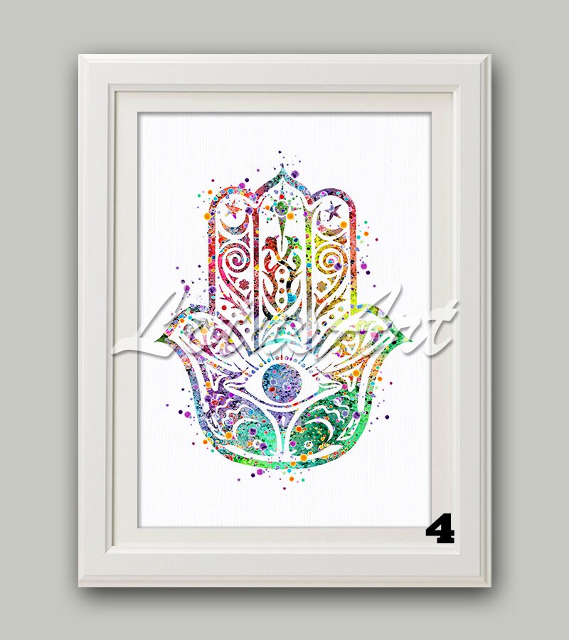 Hamsa Hand Wall Art Print Protective Hand Watercolor Kabbalah - Etsy