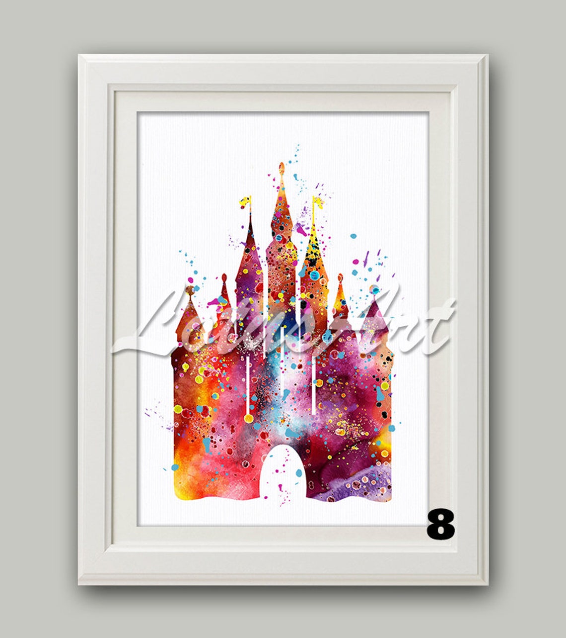Castle Wall Art Watercolor Print Nursery Art Princess Castle Etsy