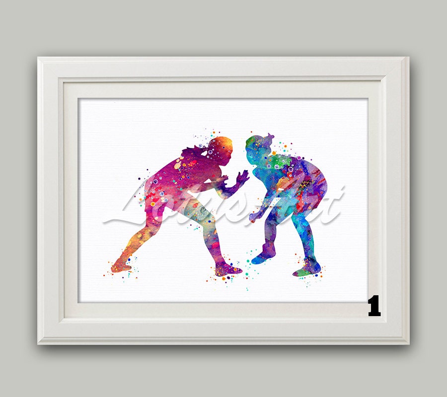 Female Wrestling Wall Art Watercolor Print Sports Poster Etsy