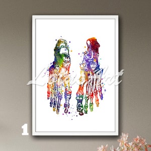 Human Feet Bones Watercolor Art Print Foot Anatomy Framed Poster Clinic Decor Anatomical Paintings Doctor Office Gift Medical Cabinet Gifts