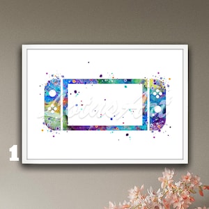 Switch Gaming Controller TV Joystick Wall Art Watercolor Print Kids Room Decor Game Console Game Room Decor Painting Personalised Gifts