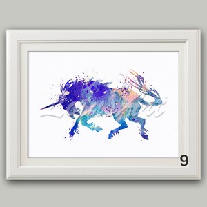 Unicorn Wall Art Watercolor Print Animals Nursery Art Fantasy | Etsy