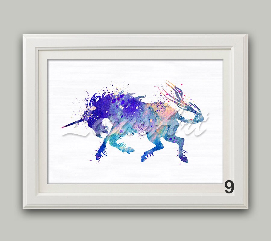 Unicorn Wall Art Watercolor Print Animals Nursery Art Fantasy | Etsy