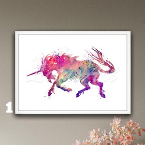 Unicorn Wall Art Watercolor Print Animals Nursery Fantasy Painting ...