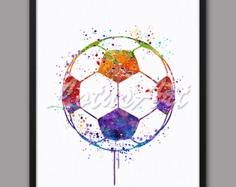 DIGITAL DOWNLOAD Soccer Ball Print Football Watercolor Wall Art Sports Poster Nursery Art Boys Room Decor Soccer Painting Sports Gifts