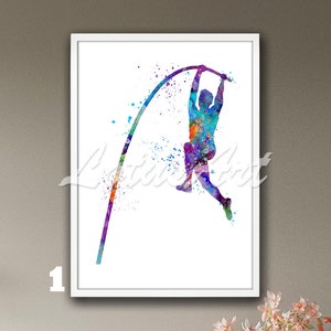 Pole Vault Male Watercolor Print Pole Vaulting Wall Art Sports Poster Home Decor Boys Room Decor Nursery Art Personalised Gifts